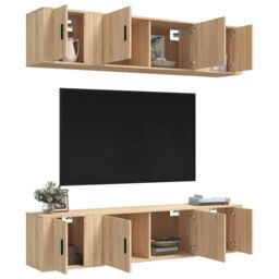 Berkfield Home 6 Piece TV Cabinet Set Sonoma Oak Engineered Wood in Brown - thumbnail 3