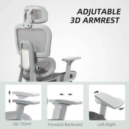 VOGREX Ergonomic Office Chair Swivel Computer Chair in Grey - thumbnail 4