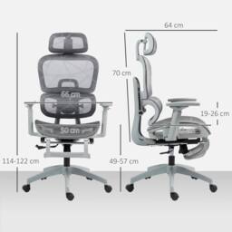 VOGREX Ergonomic Office Chair Swivel Computer Chair in Grey - thumbnail 2