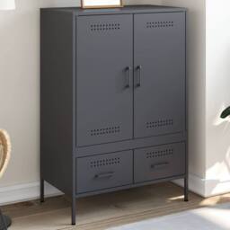 Berkfield Home Highboard Anthracite 68x39x101.5 cm Steel in Charcoal - thumbnail 2