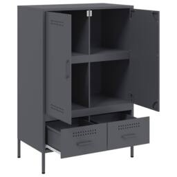 Berkfield Home Highboard Anthracite 68x39x101.5 cm Steel in Charcoal - thumbnail 9