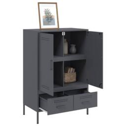 Berkfield Home Highboard Anthracite 68x39x101.5 cm Steel in Charcoal - thumbnail 5