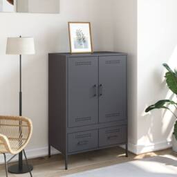 Berkfield Home Highboard Anthracite 68x39x101.5 cm Steel in Charcoal