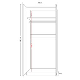 FWStyle Stora White 2 Door Double Wardrobe Push To Open Soft Close (H) 180 (W) 80 (D) 50cm - thumbnail 7