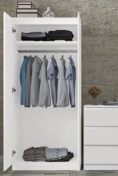 FWStyle Stora White 2 Door Double Wardrobe Push To Open Soft Close (H) 180 (W) 80 (D) 50cm - thumbnail 4