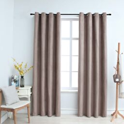 Berkfield Home Blackout Curtains with Metal Rings 2 pcs Taupe 140x225 cm