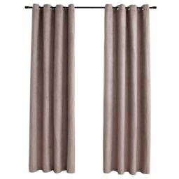 Berkfield Home Blackout Curtains with Metal Rings 2 pcs Taupe 140x225 cm - thumbnail 2