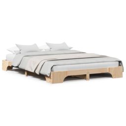 Berkfield Home Bed Frame Natural Pine Wood 160 x 200 cm Durable Bed Frame in Beige - thumbnail 4