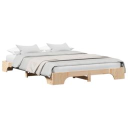 Berkfield Home Bed Frame Natural Pine Wood 160 x 200 cm Durable Bed Frame in Beige - thumbnail 3