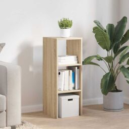 Berkfield Home Bookcase Stackable Sonoma Oak 30x30x80 cm Engineered Wood in Brown - Size: 30 x 30 x 80 cm - thumbnail 3