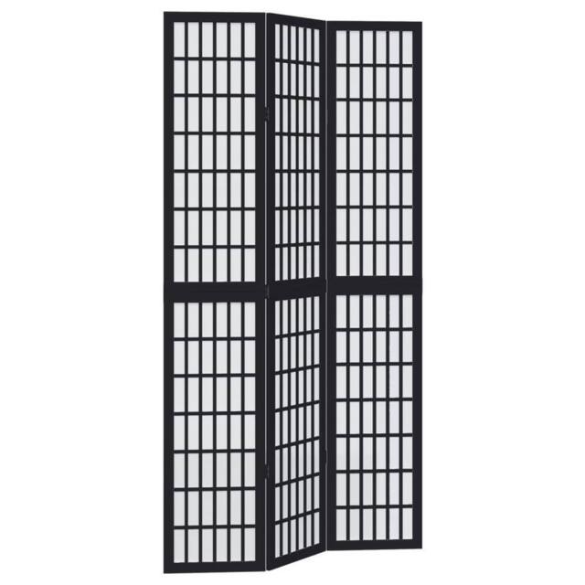 Berkfield Home Room Divider 3 Panels Black Solid Wood Paulownia - image 1