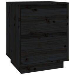 Berkfield Home Bedside Cabinets 2 pcs Black 40x35x50 cm Solid Wood Pine - Size: 40 x 35 x 50 cm - thumbnail 6