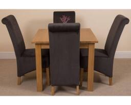 Thats Furniture Oslo 90 x 90 cm Oak Small Dining Table & 4 Montana Fabric Chairs in Black - thumbnail 2