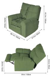 Living and Home 270° Swivel Rocker Recliner Chair with Power Recline & Charging Ports in Green - thumbnail 3