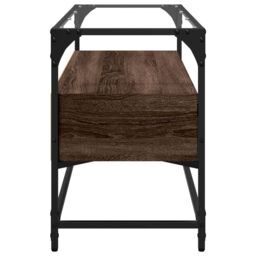 Berkfield Home TV Cabinet with Glass Top Brown Oak 98x35x51 cm Engineered Wood - Size: 98 x 35 x 51 cm - thumbnail 5