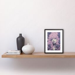 "Artery8 Wall Art Print Tree Nymph Lavender Purple Pink Woodland Forest Spirit Conceptual Artwork Framed 9X7 Inch in Black - Size: W7"" x H9""" - thumbnail 2