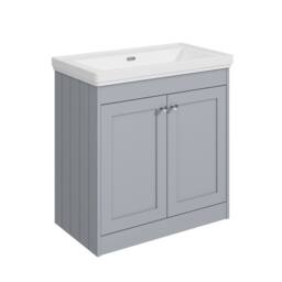 Balterley 800mm Floor Standing 2 Door Unit with Classic Basin No Tap Hole - Grey - thumbnail 1