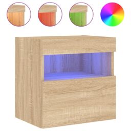 Berkfield Home TV Wall Cabinet with LED Lights Sonoma Oak 40x30x40 cm in Brown - Size: 40 x 30 x 40 cm - thumbnail 2