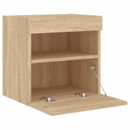 Berkfield Home TV Wall Cabinet with LED Lights Sonoma Oak 40x30x40 cm in Brown - Size: 40 x 30 x 40 cm - thumbnail 8