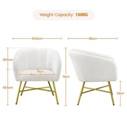 KORVIXA Modern Boucle Barrel Chair Accent Armchair in White - Size: 100 cm x 100 cm - thumbnail 2