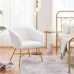 KORVIXA Modern Boucle Barrel Chair Accent Armchair in White - Size: 100 cm x 100 cm - thumbnail 3