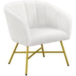 KORVIXA Modern Boucle Barrel Chair Accent Armchair in White - Size: 100 cm x 100 cm