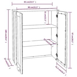 Berkfield Home Top for Highboard HAMAR Light Grey 85x35x100cm Solid Wood Pine - Size: 85 x 35 x 100 cm - thumbnail 9