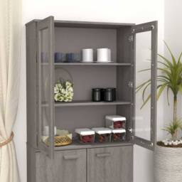 Berkfield Home Top for Highboard HAMAR Light Grey 85x35x100cm Solid Wood Pine - Size: 85 x 35 x 100 cm - thumbnail 6