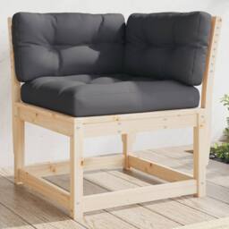 Berkfield Home Garden Sofa Corner with Cushions 73x73x78 cm Solid Wood Pine in Natural - Size: 73 x 73 x 78 cm - thumbnail 2