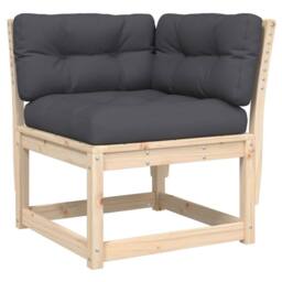 Berkfield Home Garden Sofa Corner with Cushions 73x73x78 cm Solid Wood Pine in Natural - Size: 73 x 73 x 78 cm - thumbnail 3