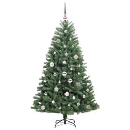 Berkfield Home Realistic Artificial Hinged Christmas Tree Green 150 cm PVC & Metal - thumbnail 1