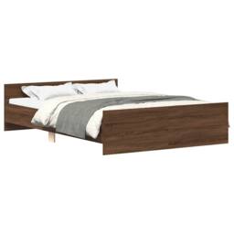 Berkfield Home Bed Frame with Headboard & Footboard Brown Oak 120x190 cm Small… - Size: Small Double