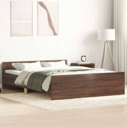 Berkfield Home Bed Frame with Headboard & Footboard Brown Oak 120x190 cm Small… - Size: Small Double - thumbnail 2