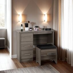 Seconique Lisbon 2 Piece Dressing Table Set in Black