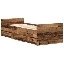 Berkfield Home Bed Frame without Mattress Old Wood 90x190 cm Single Engineered Wood in Brown - thumbnail 4