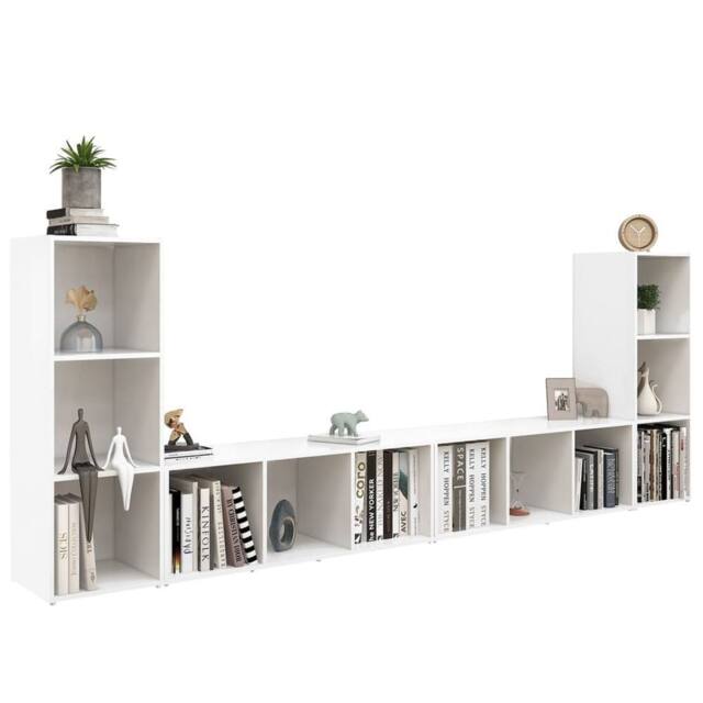 Berkfield Home TV Cabinets 4 pcs White 107x35x37 cm Engineered Wood - Size: 107 x 35 x 37 cm - image 1