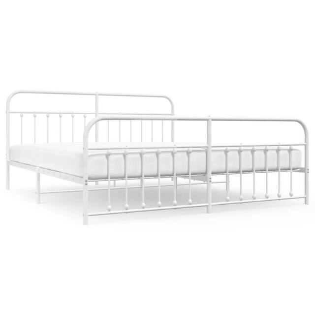 Berkfield Home Metal Bed Frame with Headboard & Footboard White 200x200 cm - image 1