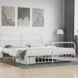 Berkfield Home Metal Bed Frame with Headboard & Footboard White 200x200 cm - thumbnail 2