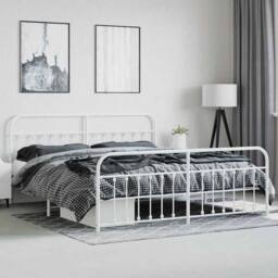 Berkfield Home Metal Bed Frame with Headboard & Footboard White 200x200 cm - thumbnail 4