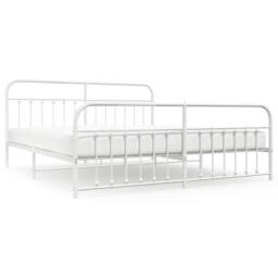 Berkfield Home Metal Bed Frame with Headboard & Footboard White 200x200 cm - thumbnail 1