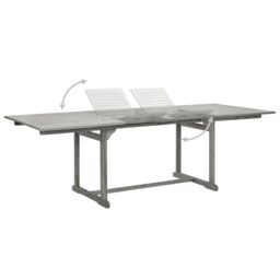 Berkfield Home Garden Dining Table (160-240)x100x75 cm Solid Acacia Wood in Grey - thumbnail 4