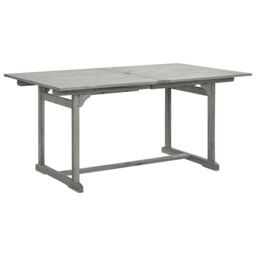 Berkfield Home Garden Dining Table (160-240)x100x75 cm Solid Acacia Wood in Grey - thumbnail 3