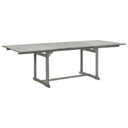 Berkfield Home Garden Dining Table (160-240)x100x75 cm Solid Acacia Wood in Grey - thumbnail 2