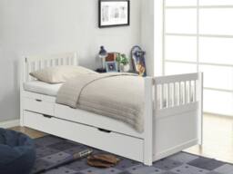 Comfy Living Ltd 3ft Pine Bed With Storage Drawers & Trundle in White - Size: Single