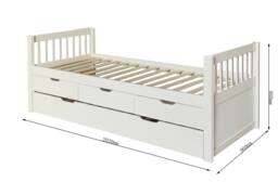 Comfy Living Ltd 3ft Pine Bed With Storage Drawers & Trundle in White - Size: Single - thumbnail 2