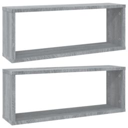 Berkfield Home Wall Cube Shelves 2 pcs Grey Sonoma 60x15x23 cm Engineered Wood - Size: 60 x 15 x 23 cm - thumbnail 2