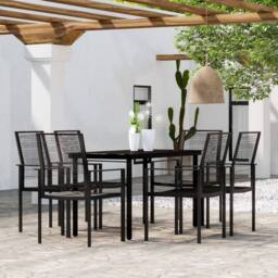 Berkfield Home Decorative 7 Piece Garden Dining Set Black - thumbnail 2