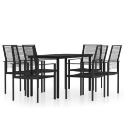 Berkfield Home Decorative 7 Piece Garden Dining Set Black - thumbnail 3