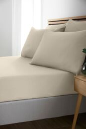 Catherine Lansfield So Soft Non Iron Fitted Sheet in Natural - Size: King Fitted