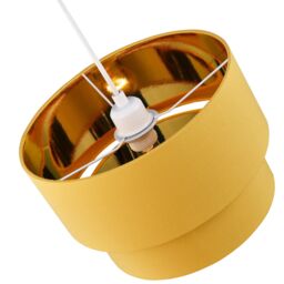 Happy Homewares Modern Cotton Fabric Double Tier Ceiling Shade with Shiny Inner in Mustard - Size: 12 inches - thumbnail 2